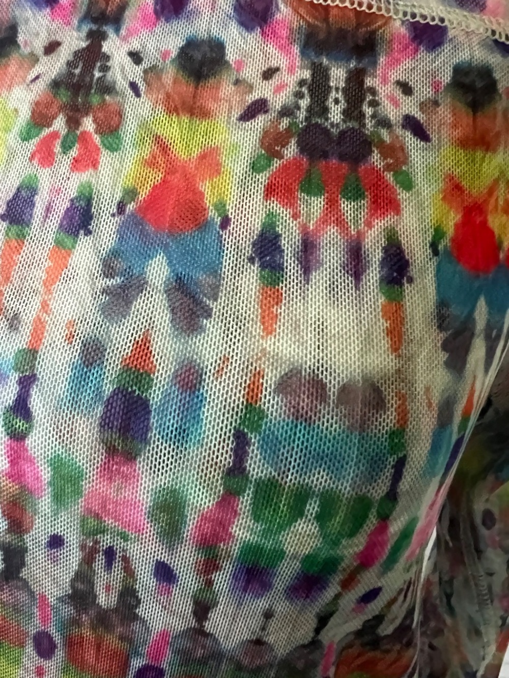 Natural Life Sloane Mesh Long Sleeve Top - Fuchsia Tie Die Sz Large - Picture 3 of 14